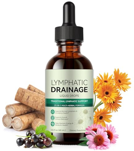 Lymphatic Drainage Drops, with Dandelion, Elderberry, Supports Natural Lymphatic Cleanse & Immune Support, Lymphatic Drainage Supplement (1 Pack)