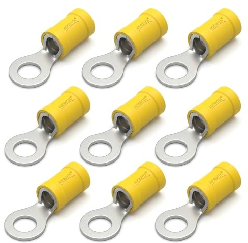 AUPROTEC 25x Ringkabelschuhe 4,0-6,0 mm² gelb Loch-Ø M8 Teillisoliert PVC RV Kabel-Verbinder aus Kupfer verzinnt