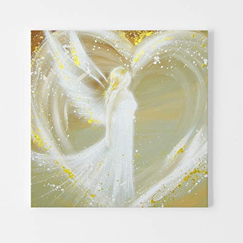 Henriettes-ART Schutzengelbild Geschenk auf Leinwand Weg ins Herz Für Frauen zum Geburtstag, für Kinder zur Taufe und Kommunion (40 x 40 cm)