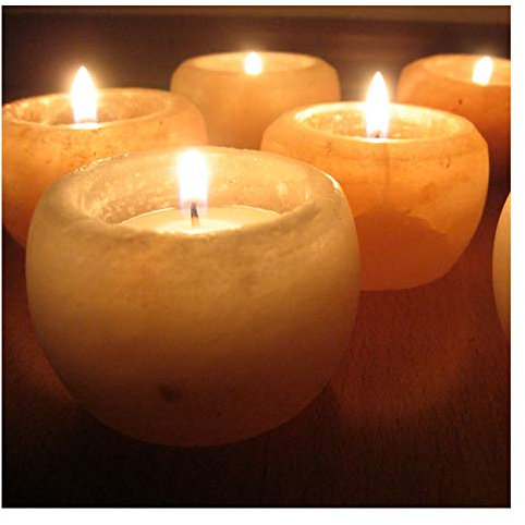 MGS SHOP Salzkristall Leuchten rund/klein entspannender Lichtschein 5 Stück