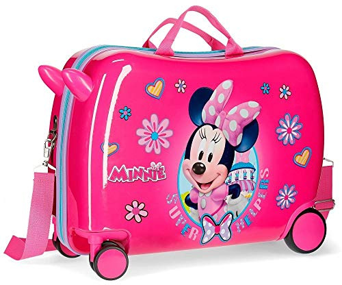 Joumma Disney Mimmi Helpers resväska kabinväska, barnväska, tillverkad av ABS, ett robust material, fyra flerriktade dubbla snurrhjul, kombinationslås på sidan, Rosa, 50 cm, barnresväska