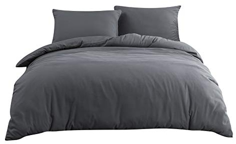 QZY Bettwäsche 155x220 mit Reißverschluss cm Super Weiche 100% gebürstetes Mikrofaser mit Einer Qualität von 110 g/m² ,1 Kopfkissenbezug 80x80 cm Grau