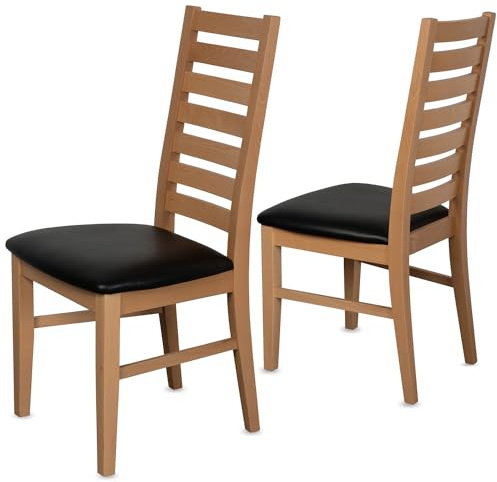 Staboos Esszimmerstühle 2er Set, Massivholz Buche, Natur - Schwarz, CH02