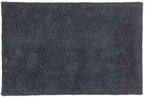 Schöner Wohnen Kollektion Badteppich einfarbig anthrazit 60 x 90 cm – waschbare Badematte rutschfest - 100% Baumwolle – Badvorleger Trockner geeignet – Duschvorleger Badezimmer