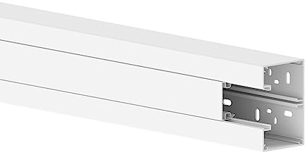 Habengut Brüstungskanal aus PVC, für den Einbau von Steckdosen, Farbe: Weiß / Höhe 10 cm, Tiefe 6,5 cm, Länge 1,5 m