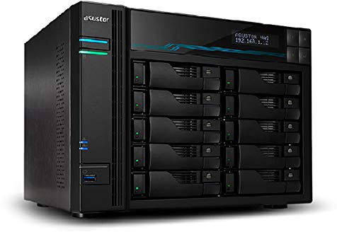 Asustor Lockerstor 10 AS6510T 10 Bay NAS Enclosure - Network Attached Storage, Quad Core 2.1GHz CPU, 8GB RAM DDR4, M.2 NVMe SSD Caching (Diskless)