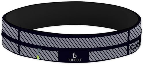 FlipBelt Zipper - Laufgürtel für Handy & kleines Zubehör - Sport-Bauchtasche für Damen und Herren - S - Reflektierendes Schwarz