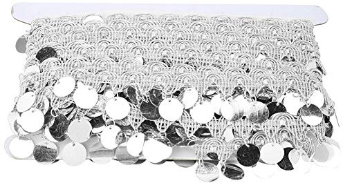 Fdit Cintur¨®n de Borlas para Danza del Vientre, 10 Yardas, con Monedas Redondas, Cadena de Cintura para Decoraci¨®n de Ropa de Baile Nacional
