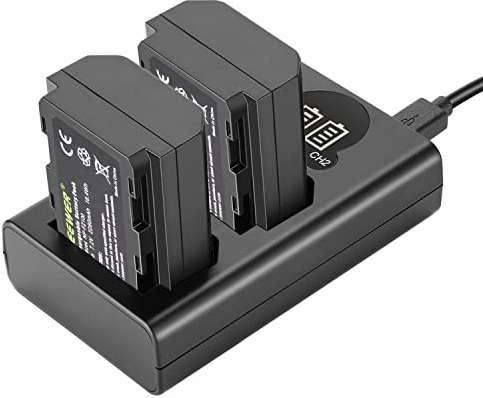 NEEWER Juego de Cargador Batería Repuesto NP-FZ100, Compatible con Sony A1,A9 II,A7R V,A7S III,A7 IV,A7C,Paquete de 2 Baterías de Ion de Litio 2280mAh,Cargador USB Doble con Pantalla LCD,Cable USB-C