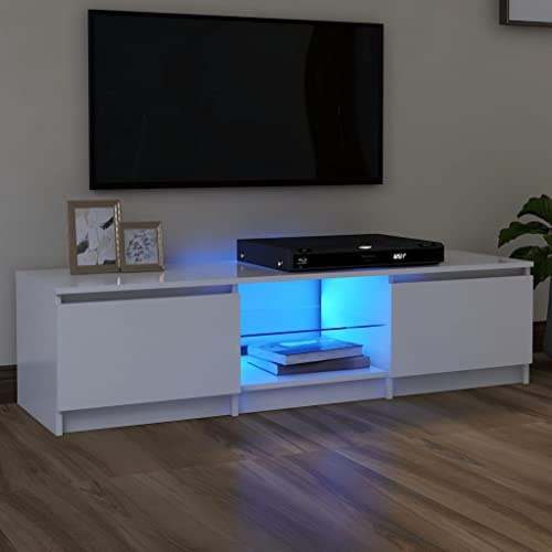 SKM Mobile Porta TV, Mobile TV con Luci LED Bianco 140x40x35,5 cm