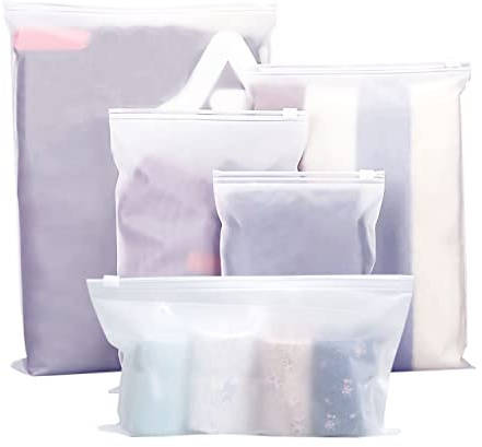 24 Pcs Reusable Ziplock Bags, Plastic Hospital Bags Maternity Essentials Travel Clothes Storage Bags Waterproof Luggage Organiser Pouch for Clothes, Shoes, Cosmetics(5 Size)
