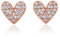 Diamond Treats Rose Gold Heart Earrings with Cubic Zirconia Stones in 925 Sterling Silver, Rose Gold Stud Earrings for Women in a Heart Diamante Design, Small Heart Earrings for Girls and Women