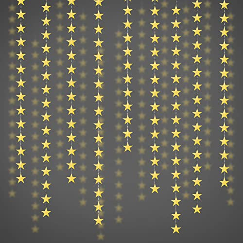 QUCUMER 65 Pies Guirnaldas Estrellas de Papel Guirnalda Dorada Navidad Guirnalda Estrella Colgante Banderines Reflectantes de Estrella Guirnaldas Decorativas para Decorar Navidad Cumpleaños Boda, 5Pcs