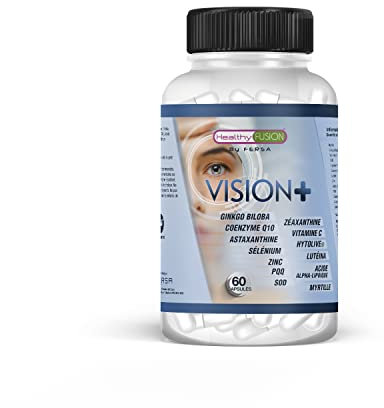 Healthy Fusion Vision+ | Capsules pour la vue | Avec lutéine et myrtilus | Renforce les tissus oculaires et la rétine | Améliore la vision diurne et nocturne | Pour la santé des yeux | 60 capsules