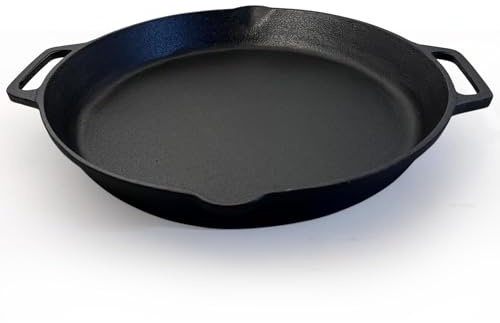 Thorness cast iron 35.5 cm diameter paella pan | large frying pan | prospector style pan | 35cm diameter | Non-Stick induction pan | Paella pan for grill | indoor or outdoor use