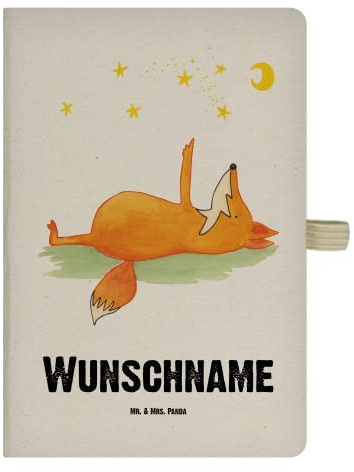 Mr. & Mrs. Panda Personalisiertes Notizbuch Fuchs Sterne - Personalisierte Geschenke, Buch personalisiert, Romantik, Mond, personalisierbar, Positiv, Hoffnung, Optimistisch, Notizheft