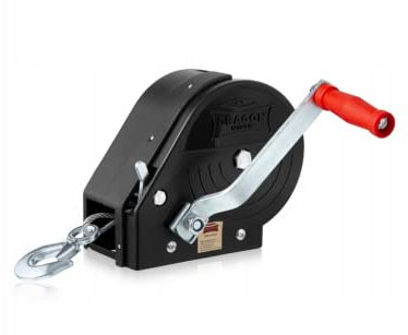 Dragon Winch Argano manuale con alloggiamento 2500 lbs / 1133 kg con gancio e Cavo in Acciaio 10m per piccole imbarcazioni, moto, veicoli e officina | Verricello manuale a singola velocità