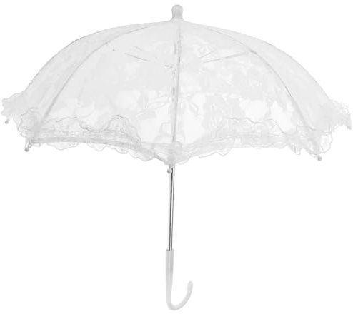 ULDIGI Kids Decor Wedding Umbrellas for Rain, Tea Party - Embroidery Lace, Flower Girl Umbrellas - Rose White Cloth, Iron Parasol