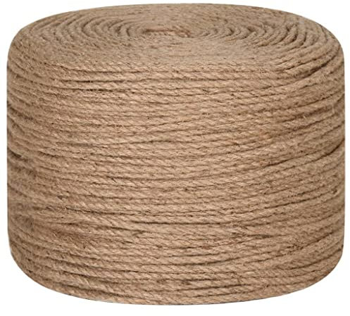 vidaXL Corde de Jute, Ficelle d'emballage, Corde de Chanvre de Bricolage Jardinage, Ficelle de Décoration, 100 m de Long 4 mm d'Épaisseur