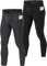 Roadbox Kompressionshose Herren Laufhose Lang für Sport, Training, Fitness, Radfahren, Yoga, Wandern, Basketball (2er Pack Tasche:Schwarz+Grau, M)