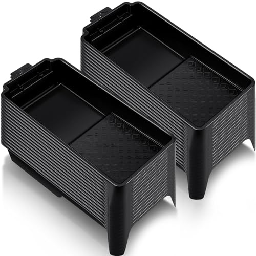 Geelin 30 Pcs Paint Roller Trays 4 Reusable Small Plastic Paint Roller Tray Durable Deep Ribbed Textured Paint Roller Pan for DIY Wall Painting, Black