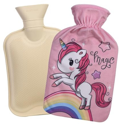 Einhorn Wärmflasche- abnehmbare und weiche Plüsch 1L Hot Water Bottle- Wärmflasche für Schulter Nacken Rücken Taille Beine- für Erwachsene und Kinder