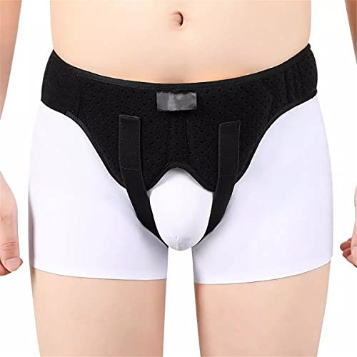 Herniengürtel für Männer, Hernien-Stützbandage für einzelne/doppelte Leisten- oder Sporthernien, Verstellbarer Hüftgurt mit 2 abnehmbaren Kompressionspolstern, atmungsaktives Material, M