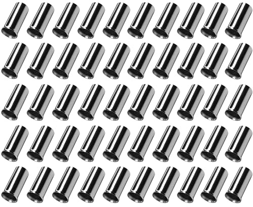 cyclingcolors 50 Stück Bowdenzug Schaltzug Endkappe Endhülsen 4mm Derailleurkabel Schaltseil Silber Fahrrad Ersatzteile