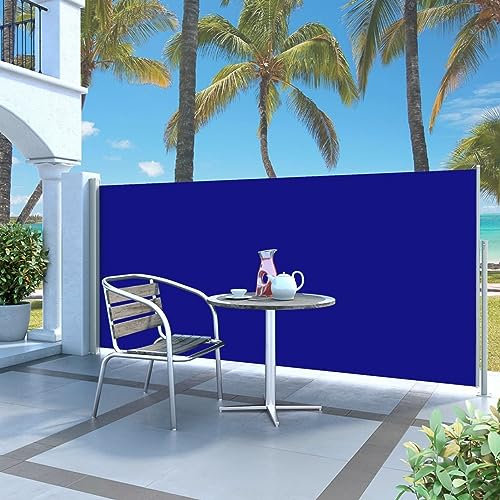 Iiaky Ausziehbare Seitenmarkise Terrassen-Sichtschutz Senkrechtmarkise Balkon Seitenmarkise Ausziehbar 140x300 cm Blau