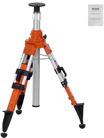 VEVOR Baustativ, 5/8-11-Gewindehalterung, höhenverstellbar 690-1720 mm, robustes Vermessungsstativ, mit Wasserwaage und Diffusionsbegrenzer, rutschfeste Füße für Laser & Nivelliergeräte