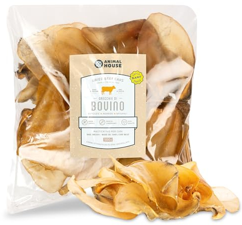 Animal House Friandise Chien Barf Naturelle – Oreilles de Bœuf Séchées, Snack Séché Riche en Protéines (500 g, Oreilles DE BŒUF)