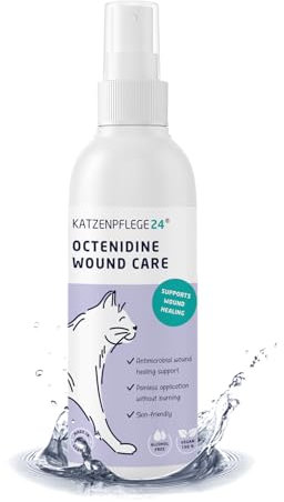 KATZENPFLEGE24 Octenidine cat antiseptic spray for wounds - Disinfects, soothes, cares & protects wounds of all kinds without burning - Dog & Cat wound treatment 125ml with proven active ingredients