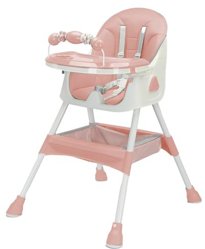 UBRAVOO 3-in-1 Babyhochstuhl, Kinderstuhl Klappbar Baby Hochstuhl ab 6 Monate, Umwandelbarer Ess- und Spielhochstuhl mit Doppellagigem Essteller und Spielzeugregal