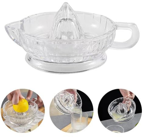 Spremiagrumi manuale in vetro pesante, spremiagrumi con manico e beccuccio per versare, spremiagrumi manuale in vetro per limoni, lime, arance e altro ancora