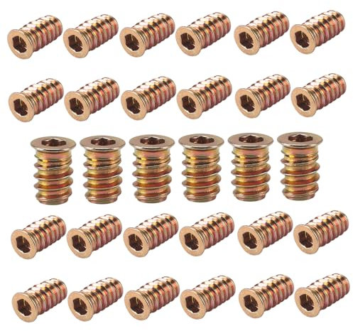HO2NLE 30 Pezzi Boccole Filettate M8x20 mm Inserto Filettato in Legno Zinco Colorato per Mobili in Legno, Decorazione di Carpenteria, Progetto Fai da Te