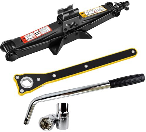 Scissor Jack for Car 2 Ton, Heavy Duty Steel Automotive Scissor Lift Car Jack Kit with Lug Wrench & Ratchet Handle, Portable Car Tire Change Kit, Universal Car Emergency Kit for Car SUV MPV