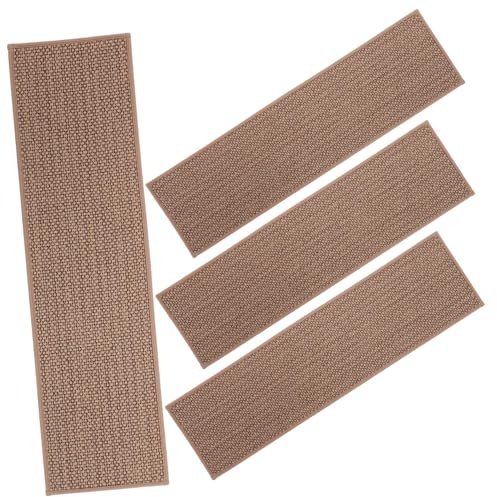 SEWOART Corridore per Scale Autoadesivo Antiscivolo in Poliestere e Tpr, Tappeti per Gradini in Moquette Beige 76x20 Cm, Set da 4 Pezzi per Interni Silenziosi e Facili da Installare