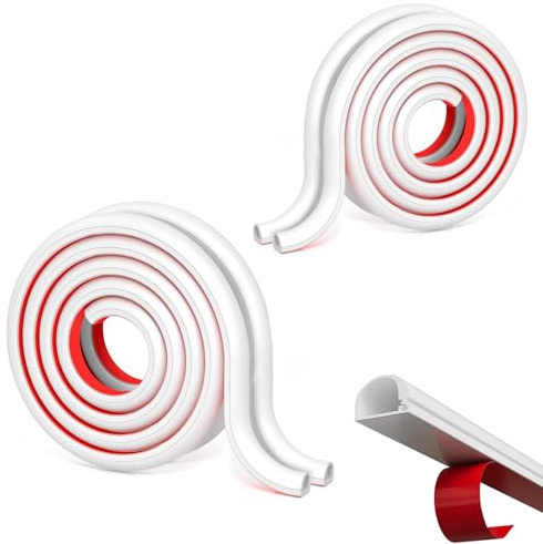 KUOXAN 2 Pcs White Rubber Cable Trunking, Modern Self-Adhesive Wall Cable Cover for Electric Cable