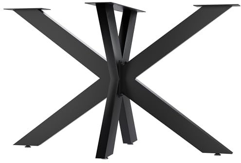 CLP Gambe del Tavolo Biloxi I Guide per tavoli Fai da Te I Altezza 71 cm I Struttura del Tavolo a Forma di Stella in Acciaio Verniciato a Polvere, Colore:Nero, Dimensione: