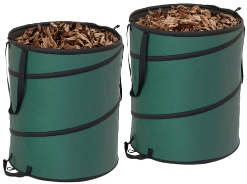 Outsunny Gartensack 2x160L Wasserdicht Gartenabfallsack mit Griffe Stabil | Laubsack, Selbststehend Gartensäcke, Wiederverwendbare Gartenabfallsäcke, für Gartenabfälle Grünschnitt