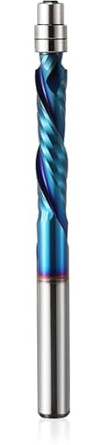EU_HOZLY 6 mm skaft fräs UP&DOWN Cut spiral flush trim router bit, 28 mm skärlängd med ano-beläggning, karbid borrbitar trä fräsar (6 x 28 x 75 l)