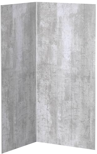 AUPROTEC Aluverbundplatte 3mm Beton Soft 2er Set Wandverkleidung 2100 x 900 mm Aluminium Duschrückwand inkl. Profile 1x Inneneck, 2x Abschluss, 1x Verbinder, Silber Eloxiert