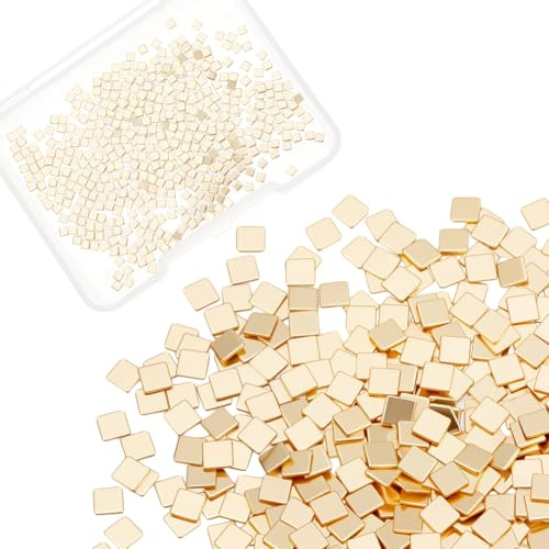 WEBEEDY Über 550 Stück Winzige Gold Chip Lötstellen Für Schmuck 5.2Gram(3.34DWT)Vorgeschnittene Lötzinn Chips Für Einfaches Schweißen von DIY Schmuckherstellung Reparaturen Und Elektronik Löten(2x2mm)