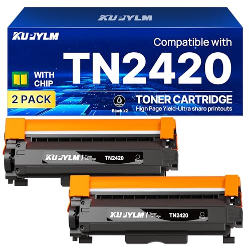 KUPYLM TN2420 TN 2420 Toner Compatibili per Brother TN2420 Compatibili per MFC L2710DW MFC L2710DN HL-L2310D HL-L2350DW MFC L2750DW DCP-L2510D HL-L2375DW MFC L2730DW DCP-L2530DW DCP-L2550DN (2 Nero)
