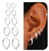 JUANKIKI 5 Paar Creolen Silber 925 Für Damen Kleine Ohrringe Silber 925 Creolen Ohrringe Set Für Mehrere Piercings