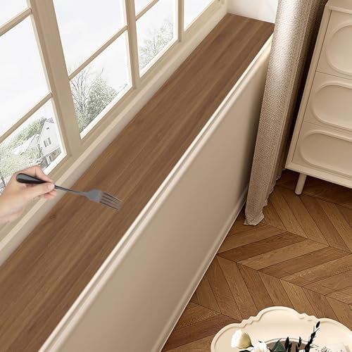 WhamtL Alfombrilla de Ventana Alfombrilla para Alféizar de Ventana con Superficie de Veta de Madera, Almohadilla de Repuesto Absorbente y Antipolvo(Style C,120x15cm(47x6in))