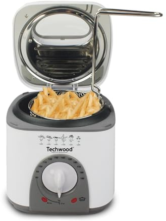 Fondue/Friteuse 1 L - Techwood TFF-81 - Puissance 950W - thermostat réglable de 80 à 190°C - Panier à friture-poignée détachable