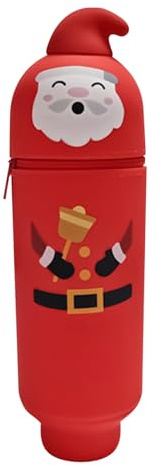 Trousse à crayons debout - Organiseur de papier à lettre Père Noël - Sac de rangement mignon avec fermeture éclair - Accessoire de bureau portable - Conteneur pour fournitures scolaires - Cadeau f