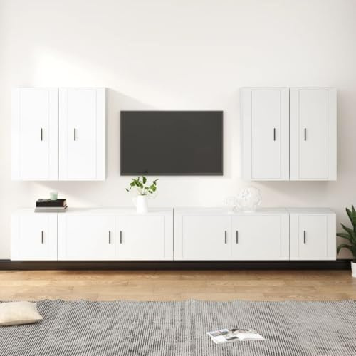 Générique Ensemble de Meubles TV 8 pcs Blanc Bois d'ingénierie,Meubles, Meubles TV,3188702