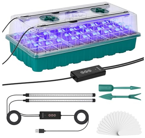 MOOILKO Plateau de démarrage graines avec Lampe Croissance, kit Germination à 36 cellules, dôme d'humidité Légumes et Fruits